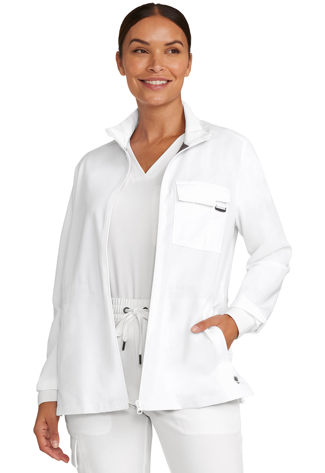 Women's Women's Zip Front Utility Jacket - White Gardenia